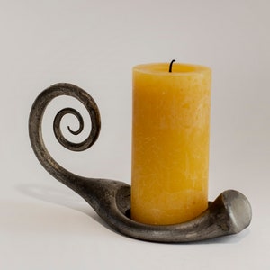 Hand forged large metal candle holder for 2 inch (5cm) diameter pillar candle made by blacksmith - perfect centerpiece decor