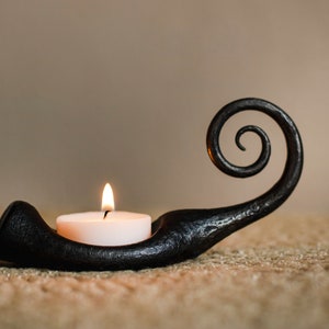 Hand forged candle holder for housewarming decor. Blacksmith made candle holder. Dining room decor. Metal tealight holder