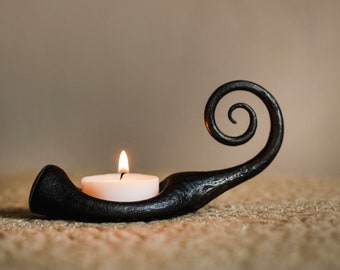 Hand forged candle holder for housewarming decor. Blacksmith made candle holder. Dining room decor. Metal tealight holder