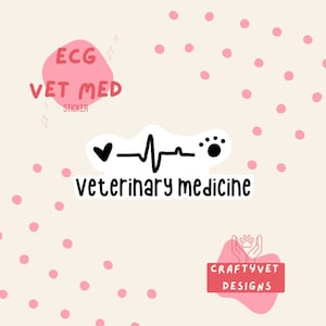 Vet Med, Vet Tech, Veterinarian, Veterinary Nurse, ECG, Cardiology, Sticker, Laptop Sticker,Gift for Vet Tech, Gift for Veterinarian, CVT