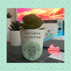 Sea Turtle Pinback Button, Sea Life, Sea Decor, Aesthetic, for Jacket, Backpack, Fashion, Aquatic Pins, Gift for Turtle Lovers, for Hat