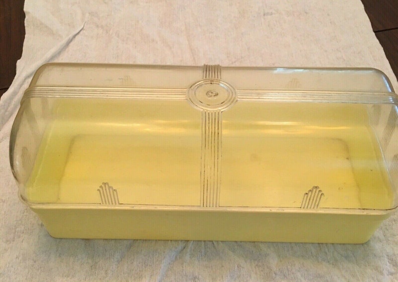 Vintage 1950's60's bread box yellow/clear plastic Etsy