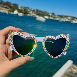 CUSTOM Zara Larsson Midnight Sun Tour Concert Rhinestoned Heart Sunglasses