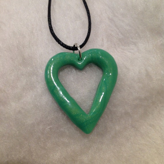 Jade Heart Shaped Polymer Clay Pendant - Heart Shaped Jade Pendant Jade Heart Shaped Polymer Clay Pendant - Heart Shaped Jade Pendant