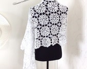 Sjaal bruid, hagelwitte stola, kant gehaakt, wrap, bolero, sjaal, kledingcadeau, zomersjaal bruidsmoeder, bruidsmeisje, cadeau voor haar