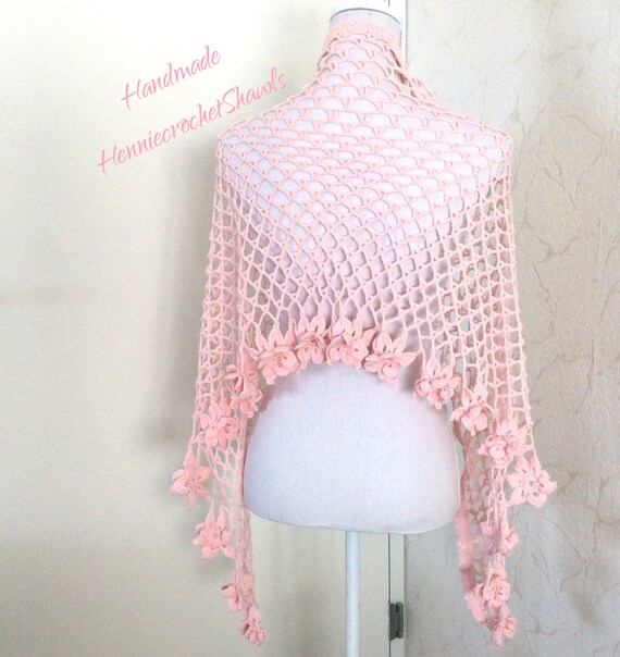 Wedding Shawl Summer Scarf Bridal Stole Crocheted Pink Etsy