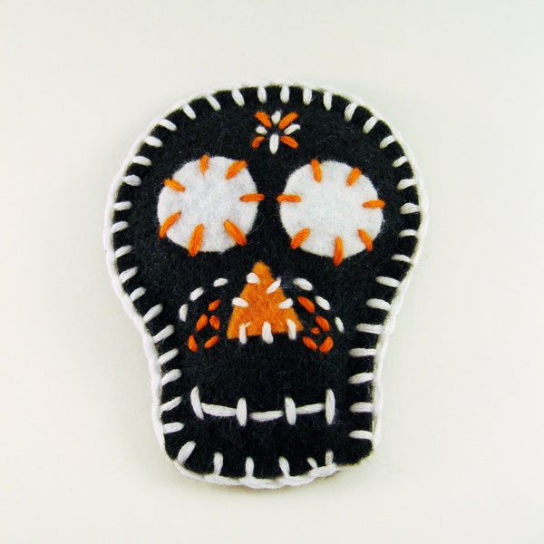 Felt Sugar Skull / Made in the USA / Hand-Sewn / Halloween Theme / Day of the Dead