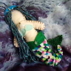 Adopt a Mermaid! / 12&#39;&#39; Handmade Mermaid Art Doll / Felt Doll / OOAK / Unique Art Doll