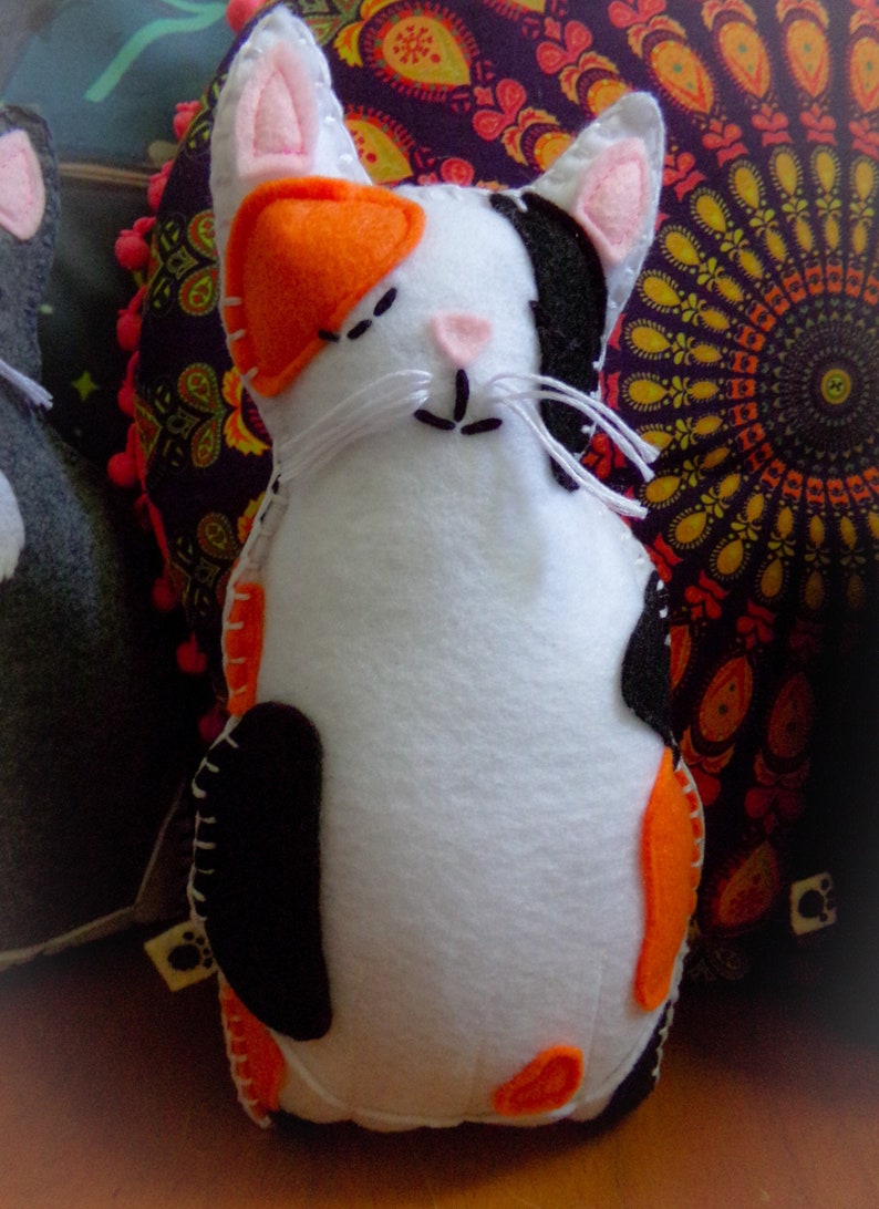 10'' Cozy Cat Pillow / Handmade / Calico Plush Pillow Etsy