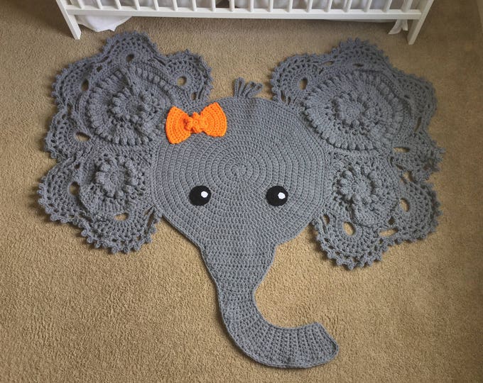 Large Crochet Elephant Rug -nursery Decor, Baby Shower Gift, Elephant ...