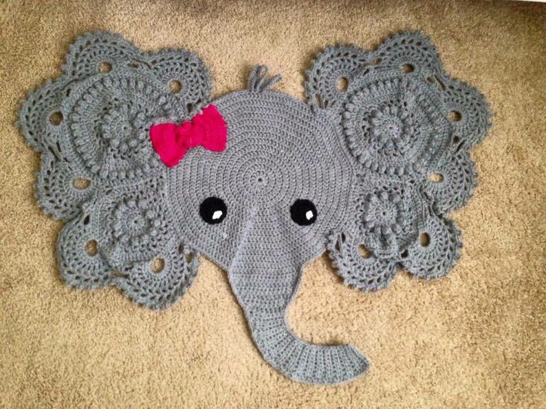 Small Crochet Elephant Rug Nursery Decor Baby Shower Etsy