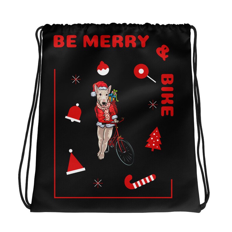 Be Merry /& Bike Cycling Santa/'s Elf Bicycle Christmas Drawstring bag
