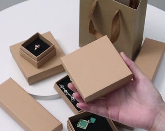 50 sacchetti e scatole di carta kraft personalizzati per confezioni regalo di gioielli - P151