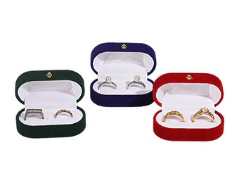 10st aangepaste fluwelen dubbele ringdoos voor verloving en bruiloftssieraden P180