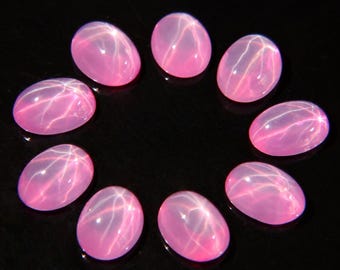 Lab Created Pink Star Ruby Cabochon, Oval Synthetic Corundum, VVS Clarity (Loose Stone) G003