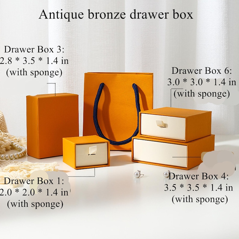 50 Antique Bronze Jewelry Boxes and Paper Bag- Elegant Ring, Earring ...