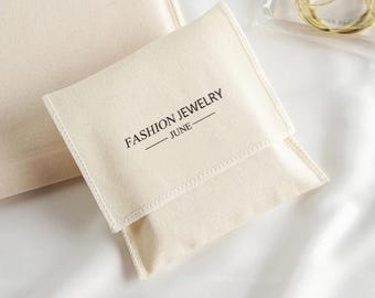 100pcs Custom Cotton Linen Envelope Flap Dust Bags for Jewelry & Accessories P073