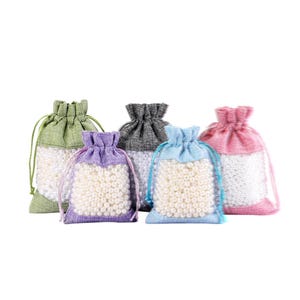 100 pcs wholesale Customizable Linen Drawstring Pouch for Jewelry, Cosmetics, and Accessories Storage - Burlap Gift Bags -P124