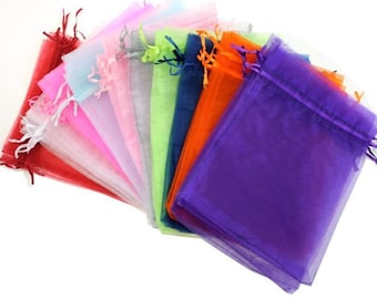 100pcs Custom Organza Drawstring Bags for Jewelry & Party Favor Packaging -P012