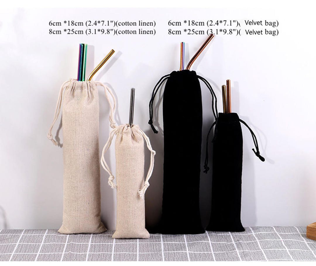 String Cloth Bag 100pcs Custom Drawstring Fabric Bags for Cutlery & Straw Packaging P065 ...