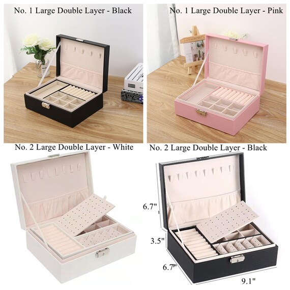 2 Portagioie Da Viaggio Compatti 10x10x5 Cm - Organizer Con Scomparti E Chiusura Lampo, Per Orecchini, Anelli E Gioielli, Per Donna