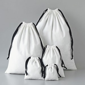 10 pcs Cotton Canvas Drawstring Bags – Small Fabric Pouches for Jewelry, Gifts & Craft Storage -P060