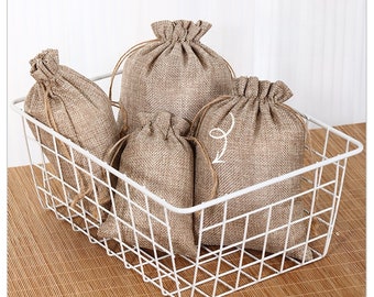 50pcs Custom Burlap Drawstring Bags for Weddings & Jewelry -P033