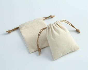 100 PCS Custom Natural Cotton Muslin Drawstring Bag for Jewelry, Party favors Herb & Craft Packaging, P301