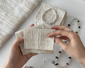500PCS Custom Linen Small Envelope Flap Jewelry Pouch for Boutique & eco friendly Brand Packaging P289