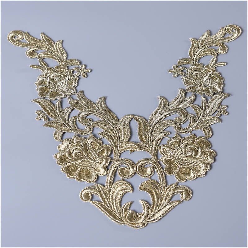 2 PCs Gold Lace Applique Embroidery Trim Appliques WL8066 Etsy