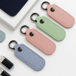 50 PCS Custom Leather USB Drive Holder Keychain, Anti-Loss Flash Drive Case Protector Sleeve, Portable Universal for Thumb Drives 265