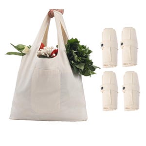 Sac à provisions personnalisé respectueux de l'environnement - Sac fourre-tout grande capacité 100 % coton - Sac en tissu pliable pour faire l'épicerie - P088
