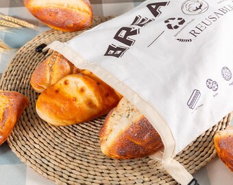 10pcs Reusable Cotton Bread Storage Bags with Buckle Closure, Food‑Grade TPU Lining- P165