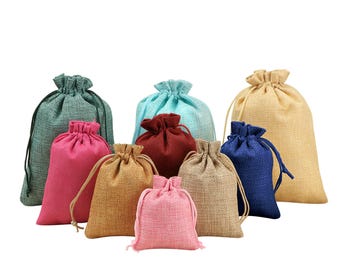 50pcs Custom Burlap Drawstring Gift Bags for Jewelry & Party Favors-128