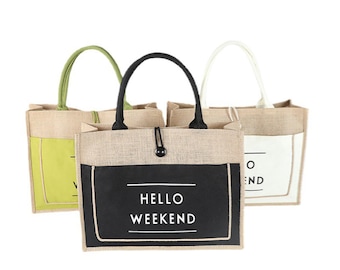 Custom Jute Tote Bags for Beach and Shopping -P057