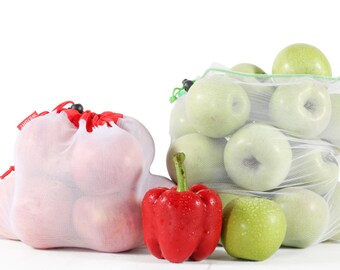Bolsas de malla de algodón personalizadas con cordón para frutas y comestibles - P192