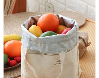 10 PCS Custom Canvas Insulated Lunch Bags with Pocket – Reusable Food Tote for Work, School, Picnic-P294