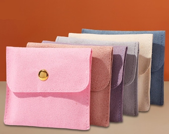 10 PCS Custom microfiber Jewelry Pouch with insert card for weddings, Boutique and brand Packaging-P290