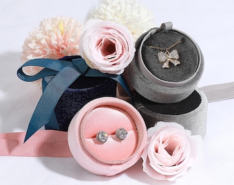 10pcs Custom Round Velvet Jewelry Box for Rings & Earrings -P172