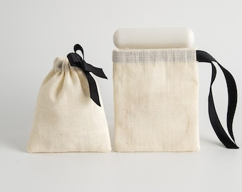 100 PCS Custom Slub Cotton Drawstring Bags - Small Jewelry & crystal Pouch, Boho Gift Favor Storage Pouches P305