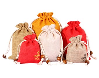 10 Pcs Burlap Drawstring Bags – Small Jewelry Pouch for Bracelets, Crafts & Gift Wrapping P078