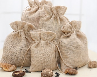 Margueras – 4 Cestini Portaoggetti In Tela Di Iuta Da Appendere – Mini Borse Con Tasche – 10x13 Cm
