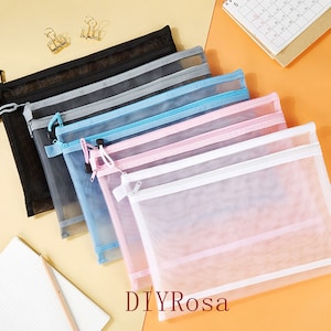 Bolsas de organza transparentes con cierre de cremallera, elegantes bolsas de malla transparente para documentos, soluciones de embalaje personalizables de DIYROSA, P006