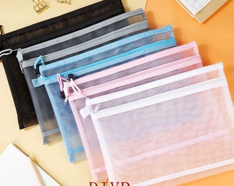Custom Mesh Zipper Pouches for Makeup & Stationery Storage P006