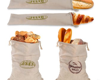 Reusable Linen Bread Bags (Set of 10) – Eco-Friendly Linen Drawstring Pouches
