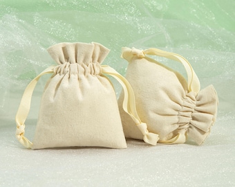 10 PCS Custom Natural Cotton Drawstring Bags for Jewelry, Gifts & Eco Packaging P302