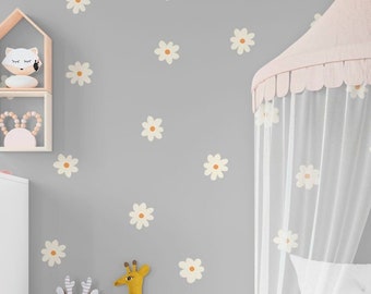 Daisy Flower 48 piezas calcomanías de pared para decoración de guardería, arte de pared para habitación de niños, pegatinas de pared de flores removibles, vinilo autoadhesivo para despegar y pegar