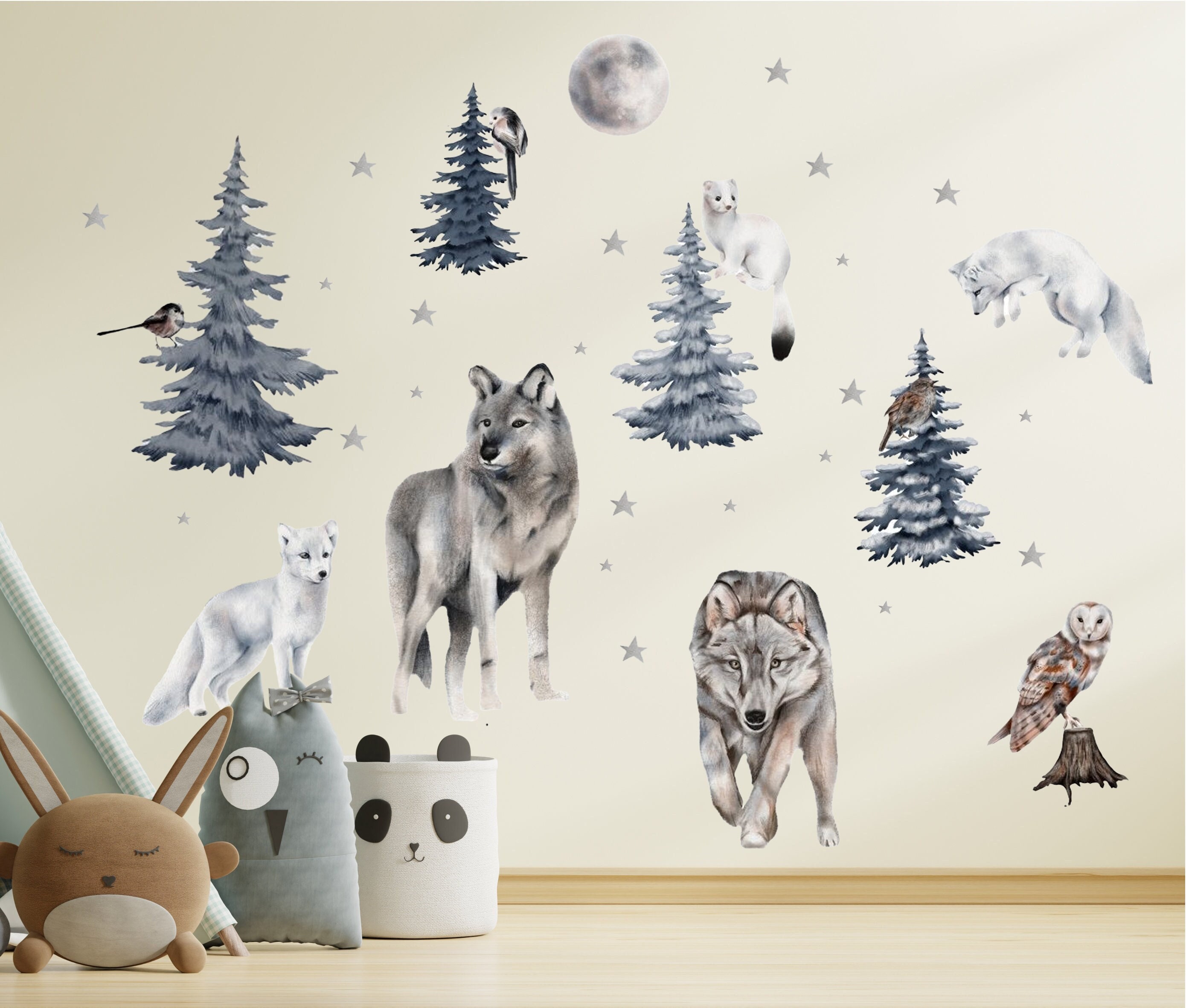 Stickers muraux 3D Loups 23840