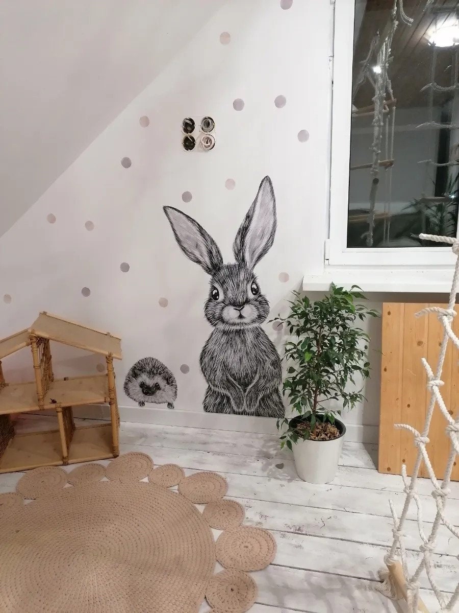 Bunny Rabbit Nursery Wall Stickers Rabbit Wall Decals Bunny Etsy