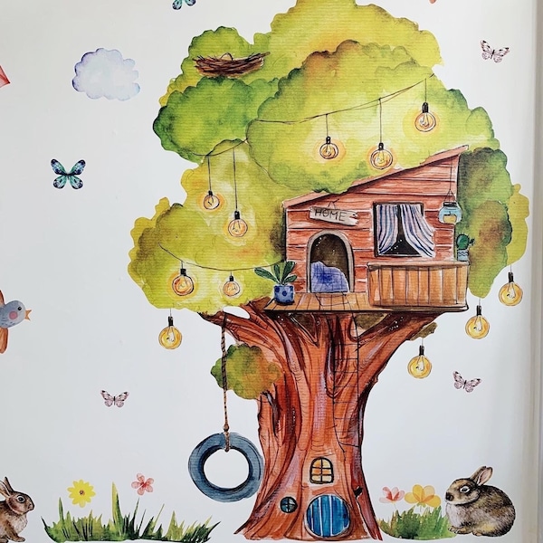 Rabbits on the Grass Wall Sticker Room Decoration Kids Room Wall Sticker, Self-Adhesive Vinyl for Nursery